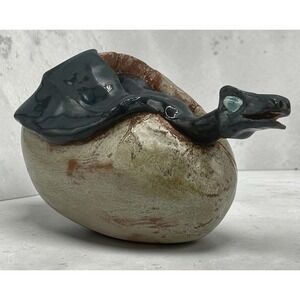 Redware Pottery Dragon Emerging From Egg Studio Art Pottery Folk Art Fantasy